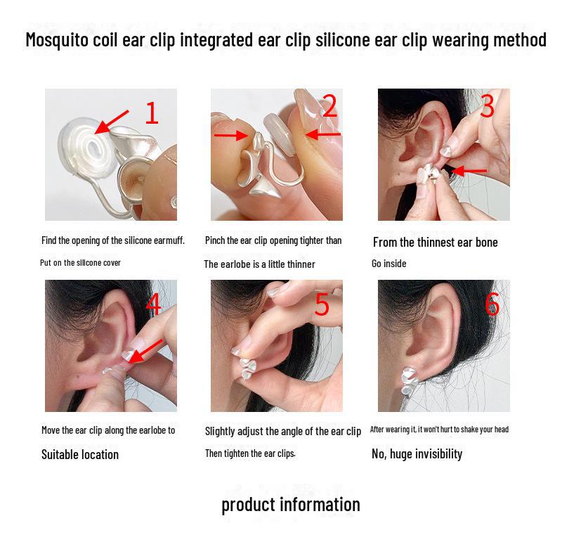 Zirconium Heart Pearl Earrings with Unique Design – Shijiaao Mosquito Coil, No-Pierce Style, High-End White Finish.