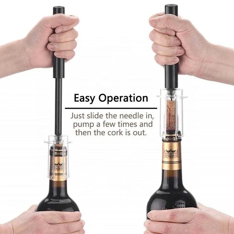 Wine Opener Air Pump Wine Bottle Opener Stainless Steel Pin Cork Remover Air Pressure Corkscrew Kitchen Tools Bar Accessories