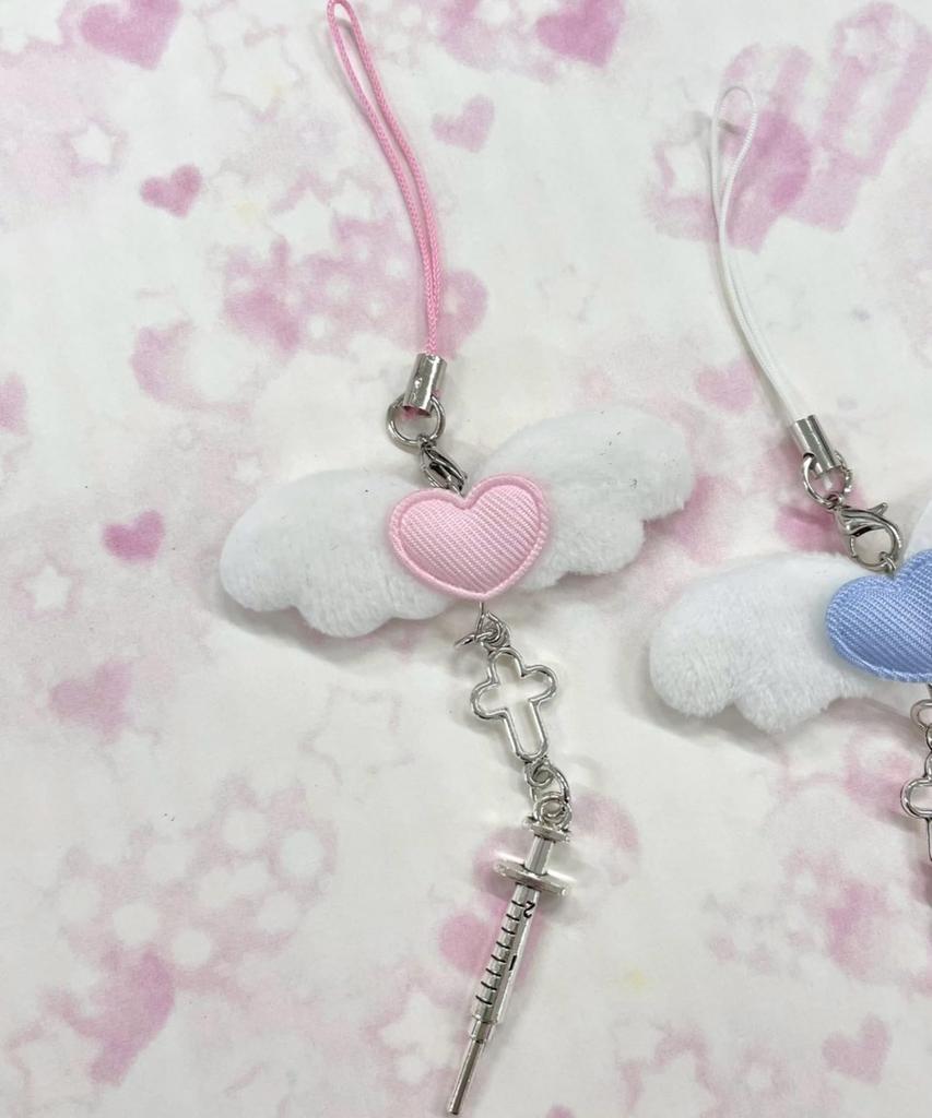 WEGO Heart Angel School Size Pink Keychain, Gift, Cute, Girly, Women's, F,