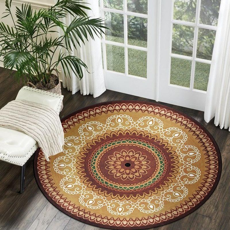 

Morocco Round Carpet Lounge Chair Area Rug Soft Non-slip Light Color Living Room Decoration Carpets Washable Cloakroom Floor Mat 40x40cm