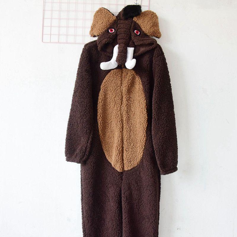 

Outer Order plus Size Men s Cartoon Coral Fleece Cashmere Long-Sleeved One-Piece Pajamas Autumn and Winter Warm Loungewear Performance Clothes Brown L