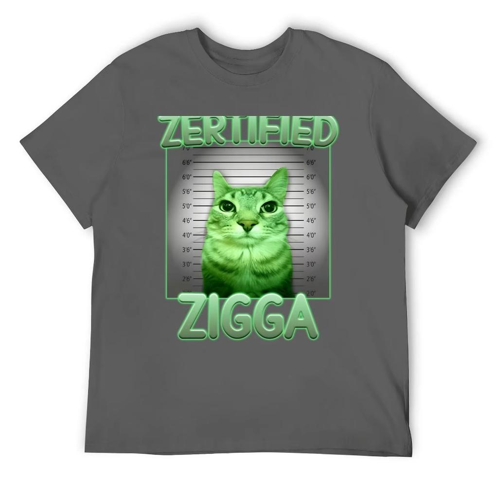 Funny Alien Brainrot Cat Meme Gift T-Shirt Summer Cotton Men's Women Top Tee Short Sleeve Clothing Streetwear Loose Casual Trend