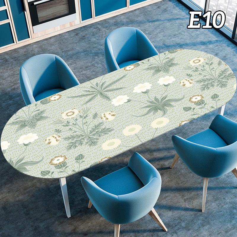 Oval Tablecloth Table Cover Waterproof Oil-Proof Elastic Kitchen Dining Room Wedding Party Table Cover Outdoor Picnic Camp Decor