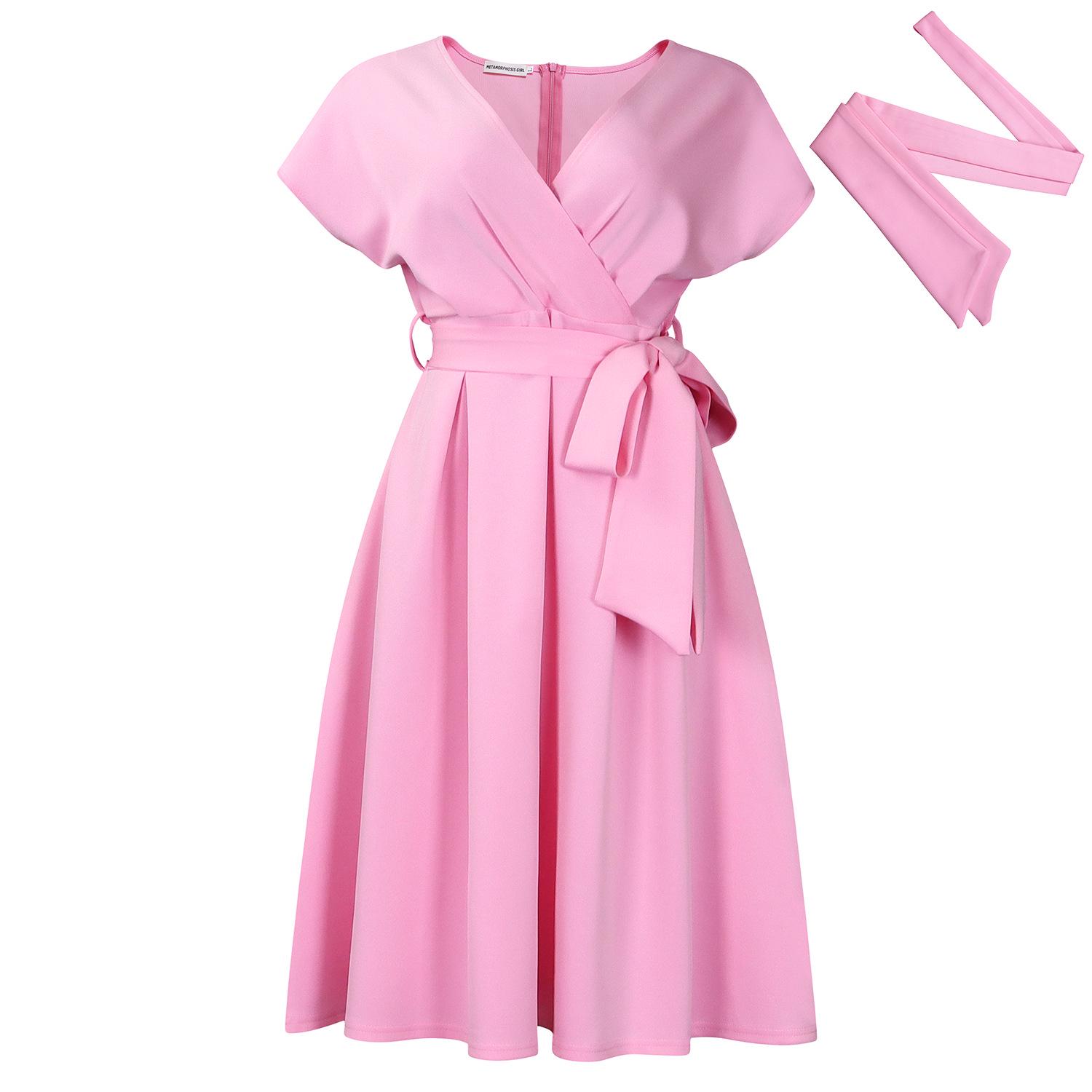 

Летнее элегантное платье большого размера с V-образным вырезом и завязками для женщин: Европейская, американская и африканская мода