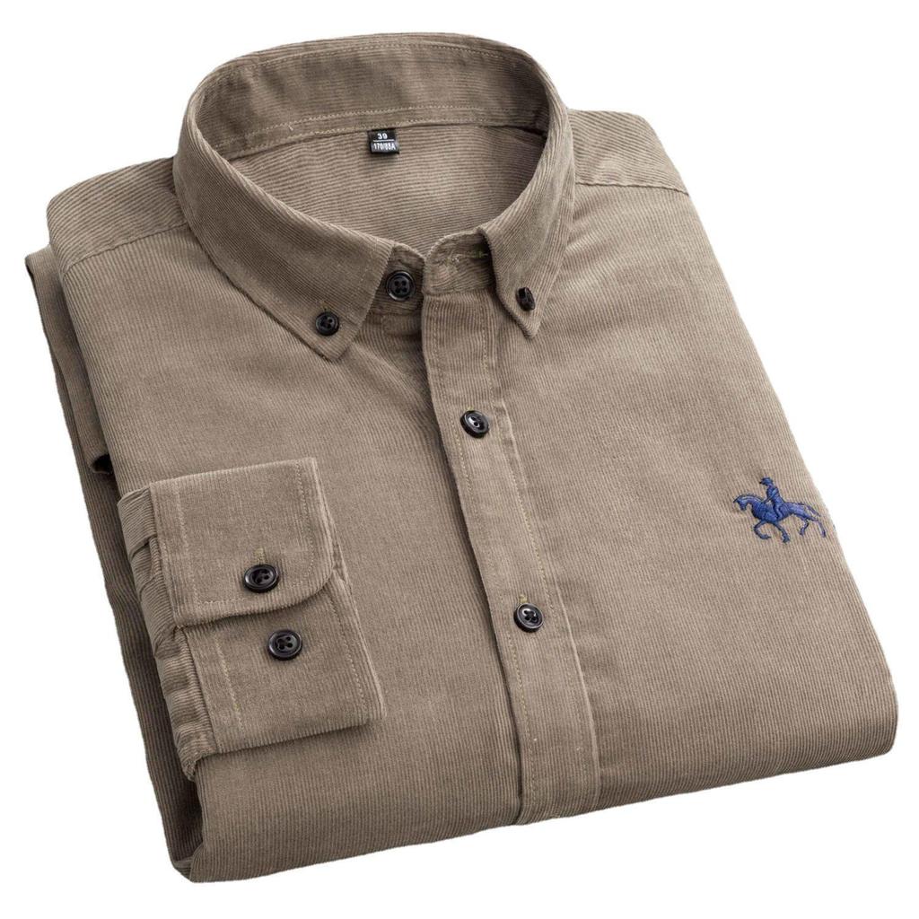 Men's Vintage Corduroy Long Sleeve Shirt - Pure Cotton Business Casual