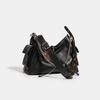 Head Layer Cowhide Leather Mailman Tote Bag, Large Capacity Chain Commuting Bag, Black Warrior High-end Single Shoulder Crossbody Bag