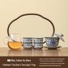 Ru Kiln Underglaze Twining Lotus Ceramic Gaiwan Tea Set