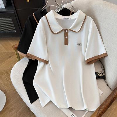 Plus Size Women's Summer Slimming Lapel Top - Short Sleeve T-shirt Cardigan