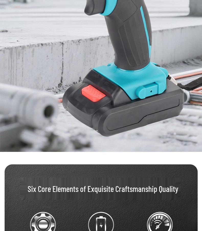 High-Power Multi-Functional Electric Drill with Hammer and Screwdriver Functions, Lithium Battery Powered.