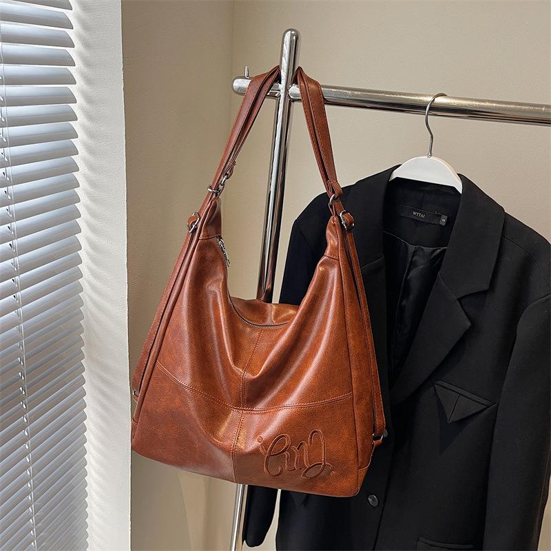 

Винтажная сумка-тоут 2025 новая женская на плечо, сумка-мессенджер, рюкзак, модная и простая женская сумка 33*16*34 коричневый