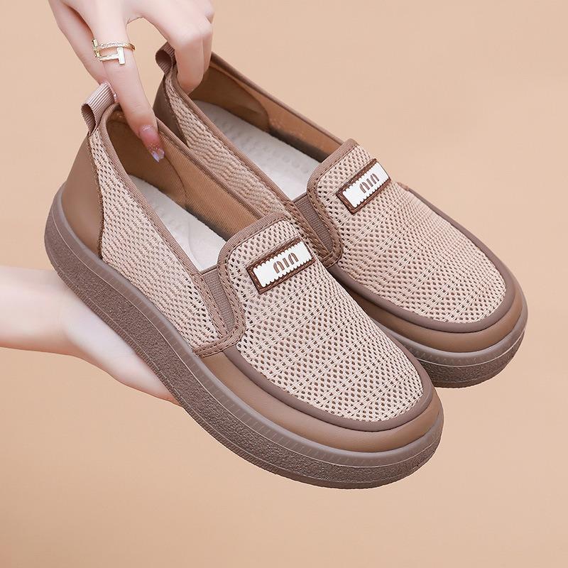 Summer new women's shoes platform-soled lightweight casual shoes single shoes fashionable versatile breathable non-slip one-pedal women's shoes