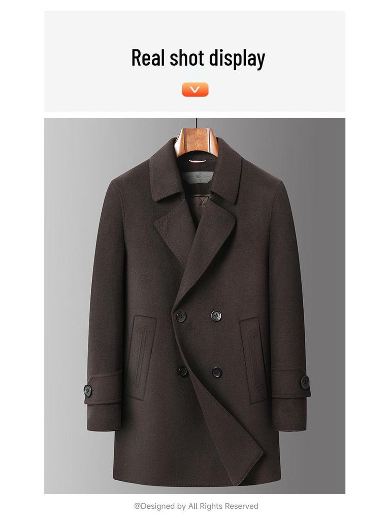 2025 Men's Luxury Woolen Down Coat - Double-Sided, Plus Size, Warm & Lightweight for Autumn/Winter Business Wear