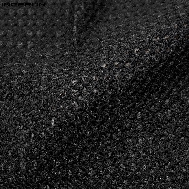 INCERUN Men Summer Sleeveless Mesh Sheer Tanks Transparent T-shirts