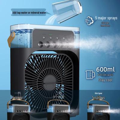 Lightweight Silent Five-Hole Cooling Fan Humidifier for Desktops
