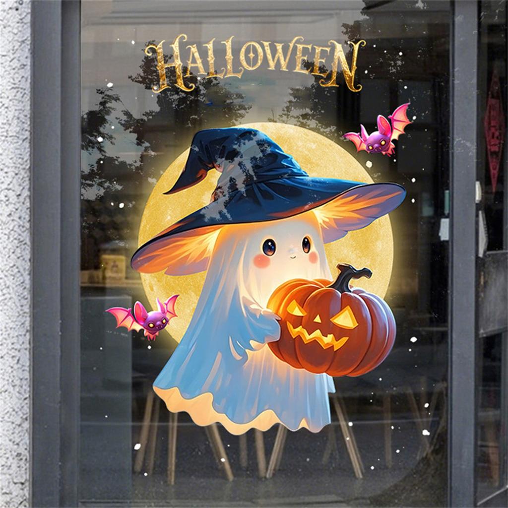 Halloween Decorative Window Stickers, Cute  Pumpkin Glass Stickers, Window Dressing, Festive Atmosphere