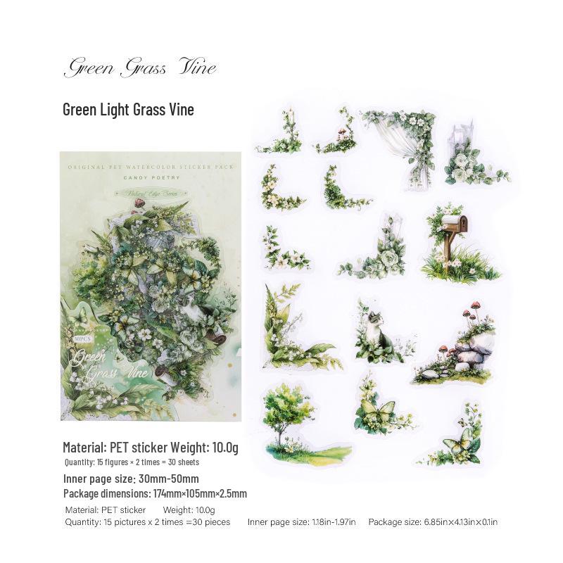 Natürliche Eckserie Aquarell Botanische Sticker: 30 Blatt für DIY-Tagebücher und Bastelarbeiten