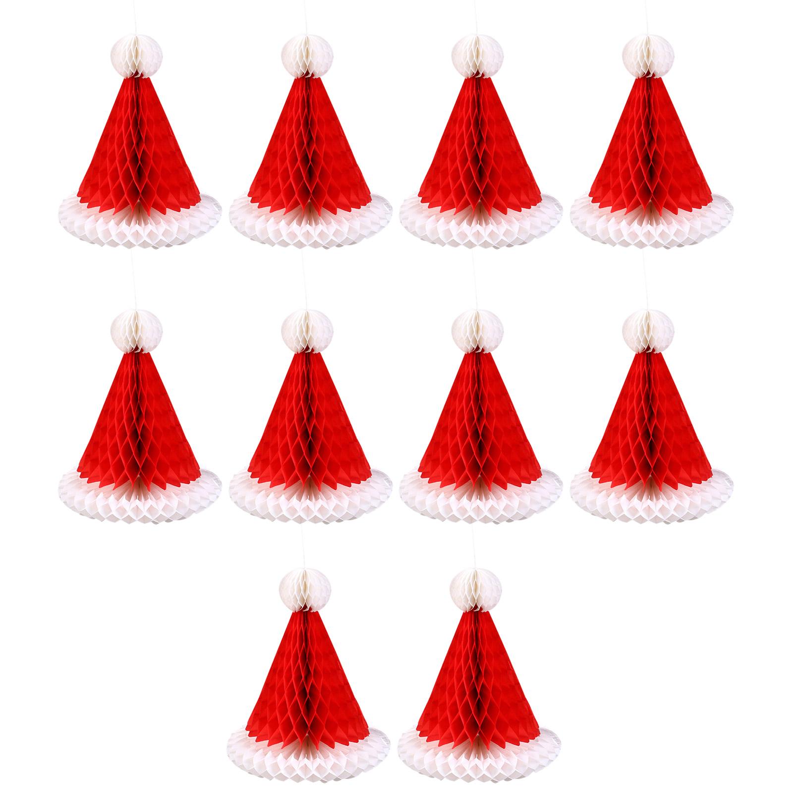 

Упаковка из 10 рождественских сотовых подвесных украшений в форме шапки Санты, украшение из папиросной бумаги для праздничной вечеринки