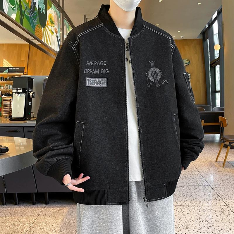 Cowboy Jacket, American Classic Baseball Collar, Fashionable and Versatile Casual Denim Jacket