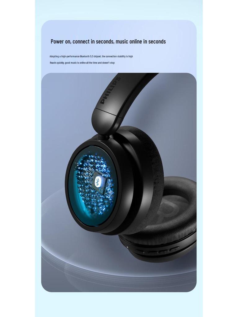 Philips TAH5209 Foldable Over-Ear Bluetooth Headphones for Mobile and Computer