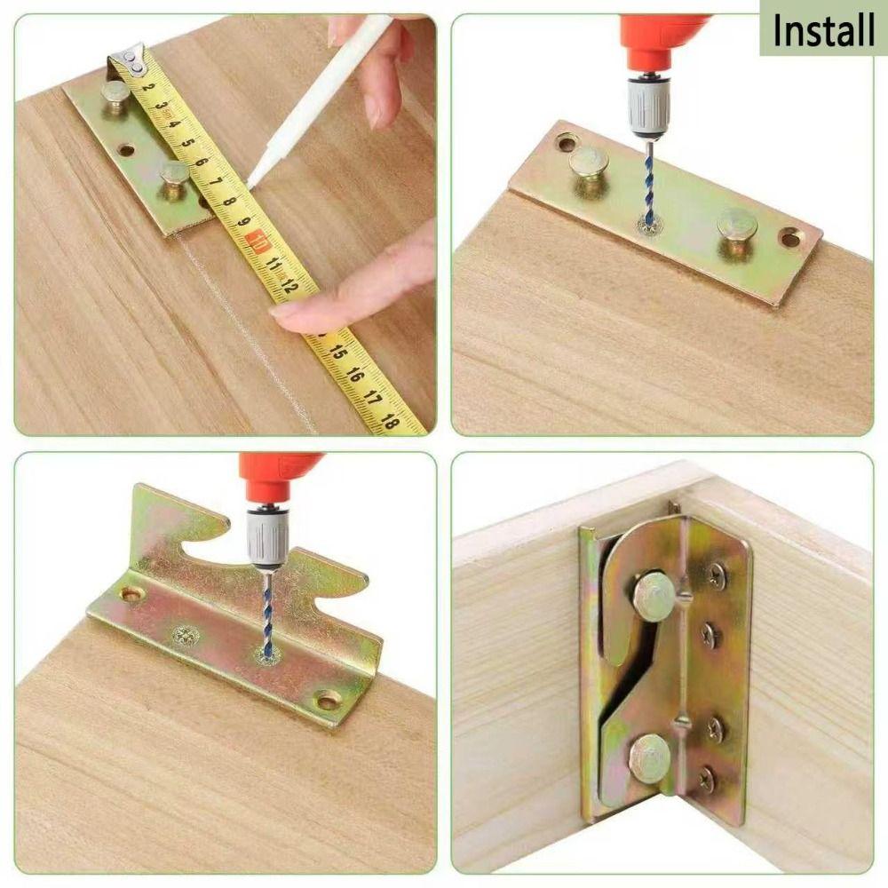 4pcs Screws Included Bed Rail Brackets Zinc Alloy Adjustable Bed Frame Brackets Durable Bed Rail Fittings Home Improvement