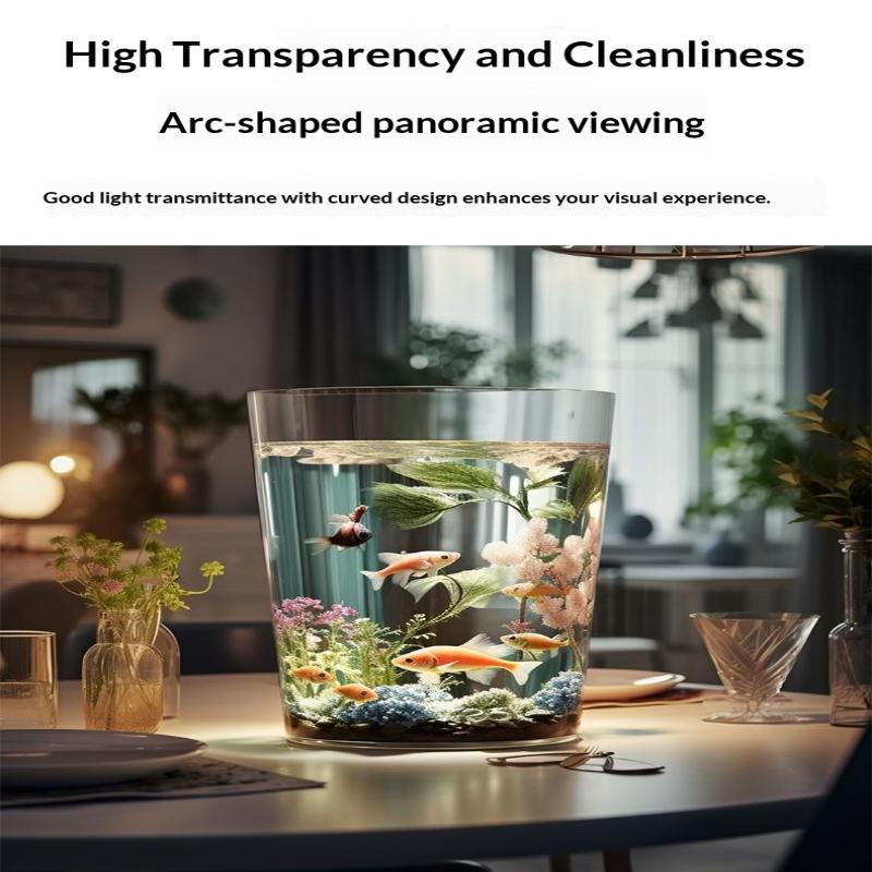 Mini Desktop Aquarium Plastic Imitation Glass Shatterproof Fish Tank Goldfish Green Plants Small Landscape Eco Tank Living Room