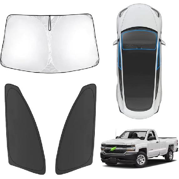 Karltys 3PCS Windshield Sun Shade For -2025 Hyundai Santa Cruz, 210T Thickened Front And Side Window Sunshade Cover  Fit Santa Cruz, Foldable Sun