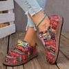 Women's Plus Size Graffiti Lace-Up Flat Shoes New Autumn Euro-American Fashion Versatile Casual