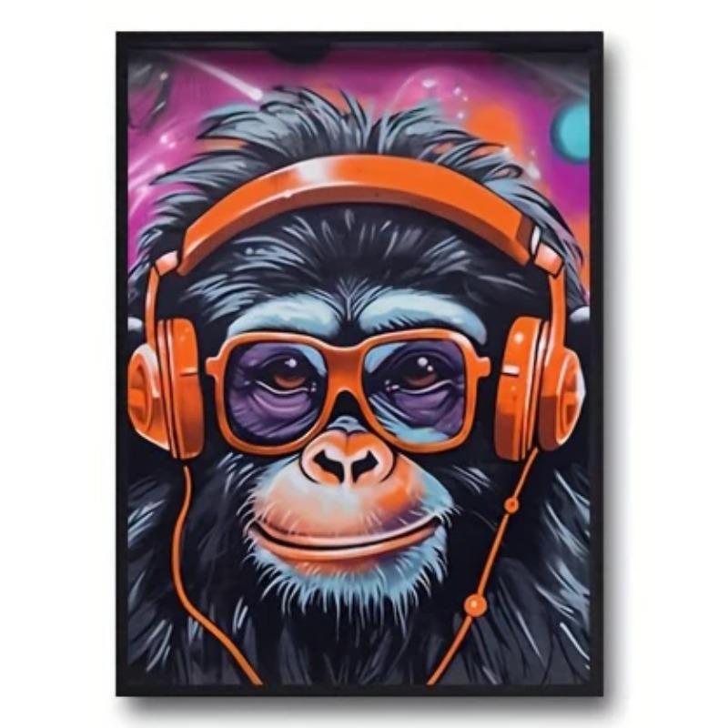 Cool Graffiti Gamer Headphones Animal Poster, Minimalist Wall Art Print Canvas Painting Posters for Living Room Home Decor