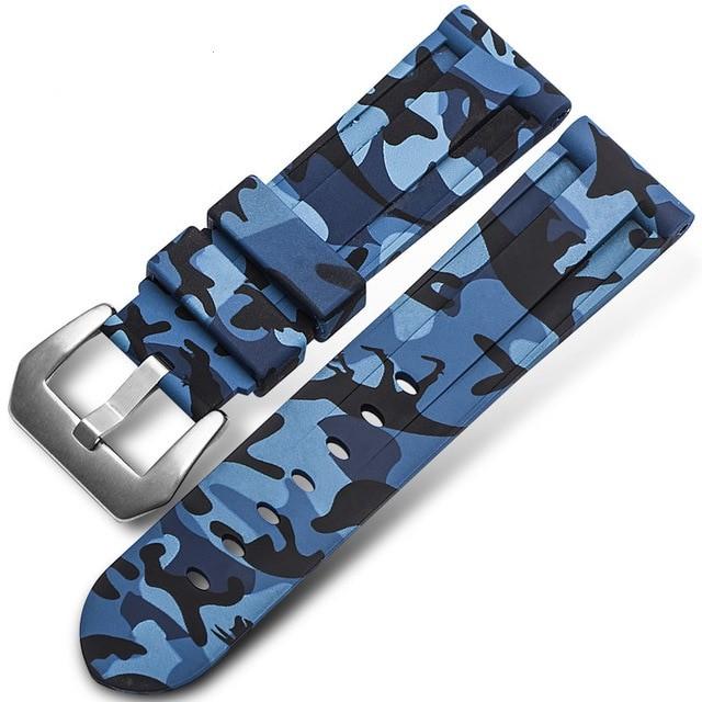 20mm 22mm 24mm 26mm Universal Camo Blue Grey Watch Band Rubber Silicone Watch Straps Wristwatch Belt Watch Accessories with Tool