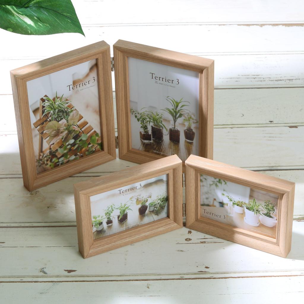 HAKUBA Wooden Photo Frame Terrier 3 Large Size Vertical Natural 2-Sided FWTR3-NTL2T