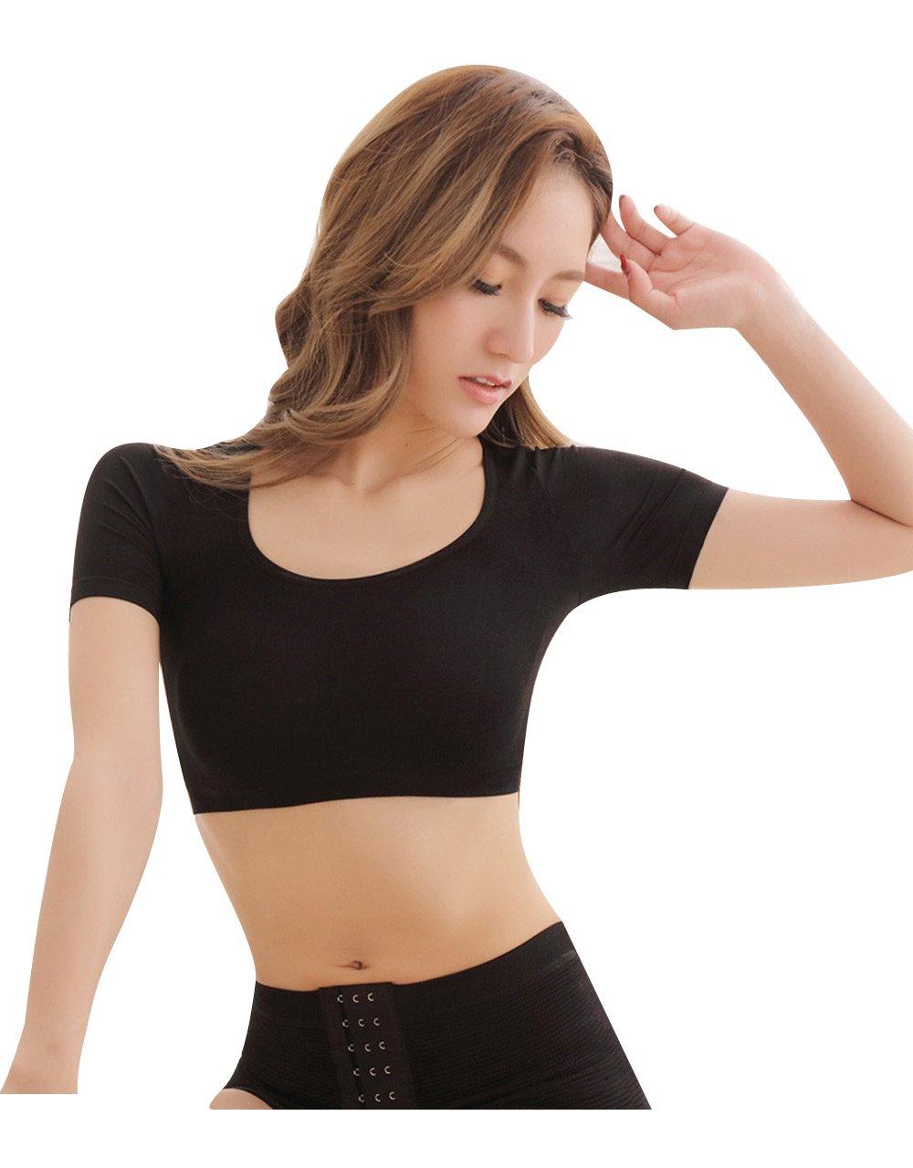 

Kouei Store Короткий корректирующий топ с защитой от пота под мышками, для бюста и тела, женский, с подушечками, для улучшения формы, черный, G0008-A-bk
