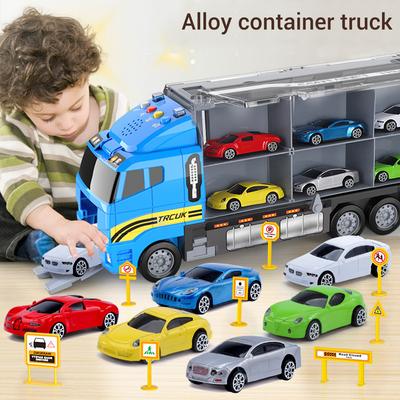 Construction Truck Vehicle Toy Set For Kids Alloy Carrier Truck Push And Go Vehicle Car Toys Birthday Gifts For Boys Girls