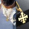 COLLIER CRUCE IERUSALIM PENTRU BĂRBAȚI CRUCIATII BIBLICII PENDANT DIN OȚEL INOXIDABIL BIJUTERII ISRAEL CRUCIATII BIBLICII CU 24 INCH