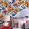 Colorful Skull Floral Halloween Wallpaper Chic Yellow Flower Peel And Stick Festival Wall Decor  Skeletons Cabinet Sticker