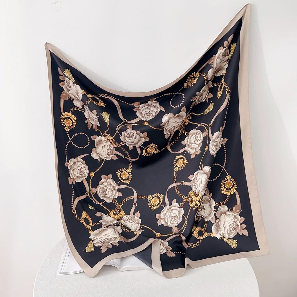 Design Fiore Sarong Twill Seta Donna Foulard Parasole Sciarpa Hijab Capelli Femminili Hijab Avvolgenti Foulard Bandana Foulard
