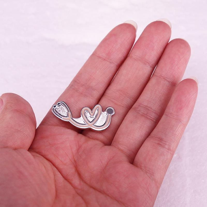 Pink Heart Stethoscope Brooch for Doctors & Nurses