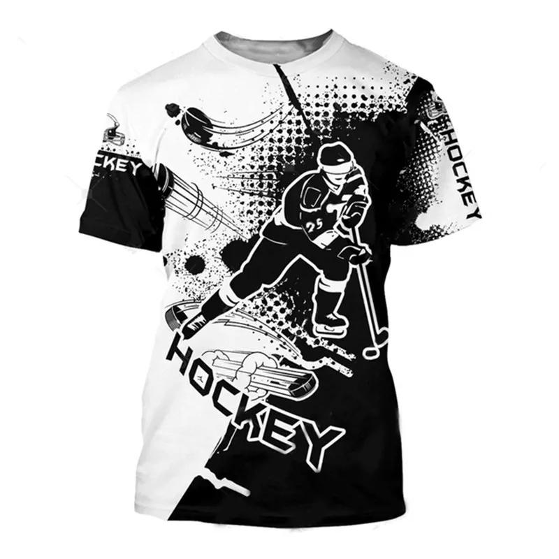 Fashion Hockey Sports 3d Printed T-shirt For Men Training Breathable Short Sleeves Tee Shirt Street Harajuku Pullover O-neck Tee