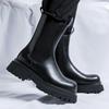 Men's Black boots Classic designer casual style Party or work 38-46 Fashion outdoor street High top leather shoes Thick soled