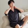 Pajamas Men's Spring and Summer Ice Silk Short Sleeve Homewear Men's Silk Simulation Silk White Summer Thin Premium