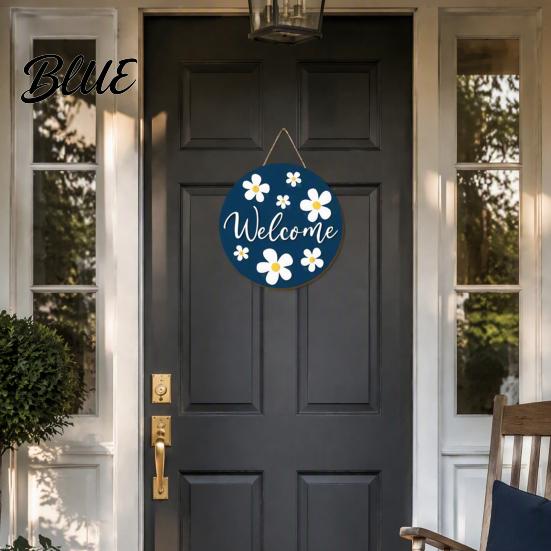 Decorative Wood Sign for Porch Wooden Daisy Welcome Front Door Rustic Farmhouse Hanging Wall Decor Floral Art with Hemp Rope Plaque Home Entrance