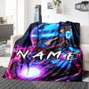Neon Iron Man Helmet In Space Theme Throw Customizable Blanket Personalized Name Durable Comfort Great For Sofa Couch Office Bed Picnics Ideal For All