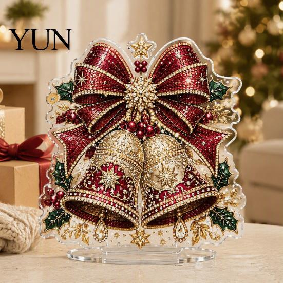 Seasonal Home Table Decorations Christmas Faux Diamond Painting Tabletop Ornaments, Beginner-Friendly DIY Acrylic Rhinestone Art Decorative