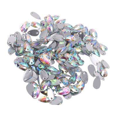 400PCS Flat Back Rhinestones Drop Shape Resin Sewing S for Clothing Garments Crafts 10.5x18mm