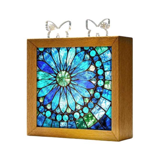 Desktop Light for Office Acrylic Puzzle LED Night Light, 2-In-1 USB Royal Iris Bloom Jigsaw Lamp, Cozy Atmosphere DIY Creative Home Ambient