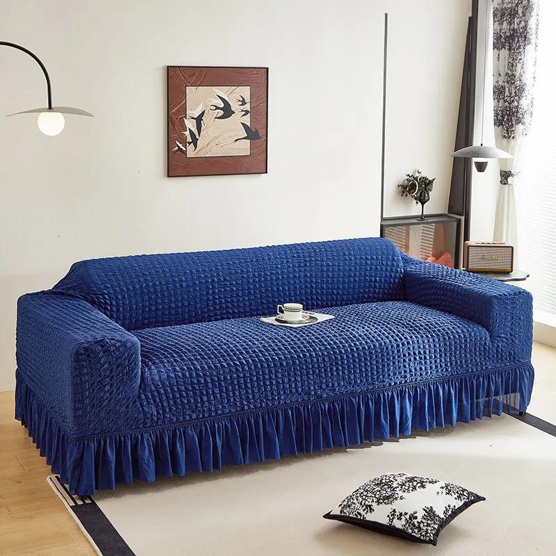 Spets Seersucker Universal All-inclusive Elastiskt Universal Lazy Sofföverdrag Fullt Överdrag Soffkuddsöverdrag