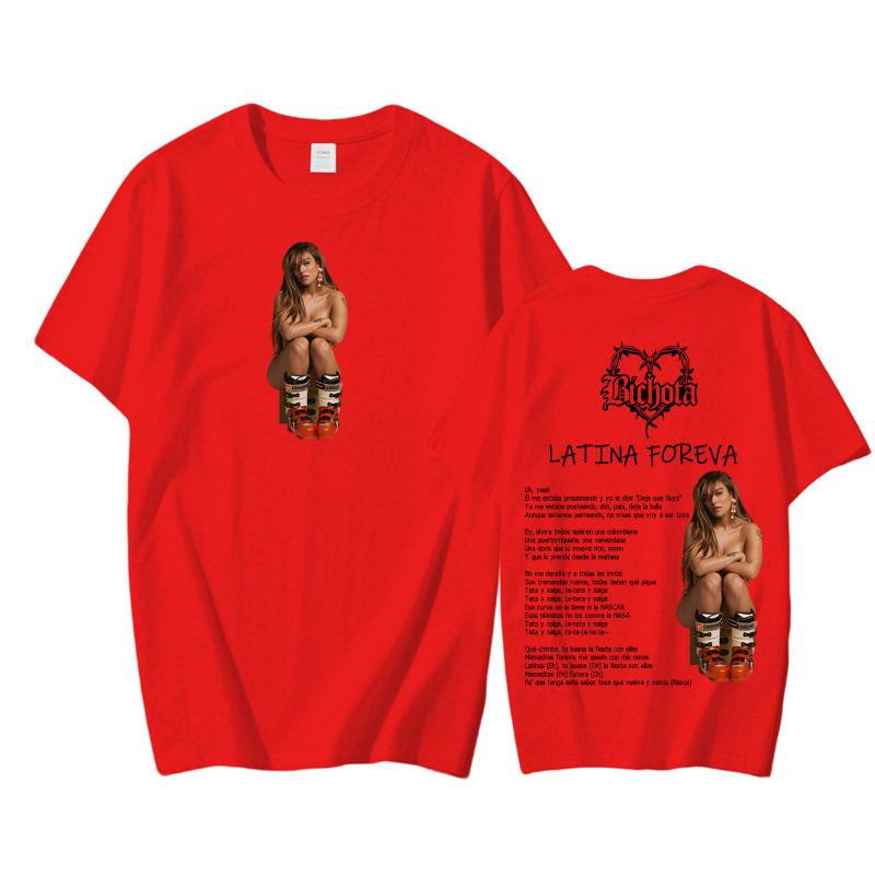 KAROL G LATINA FOREVA 2025 NEW Tops Hip Hop Graphic Print Tee Unisex O-Neck Soft Clothing 100% Cotton High Quality T-shirt