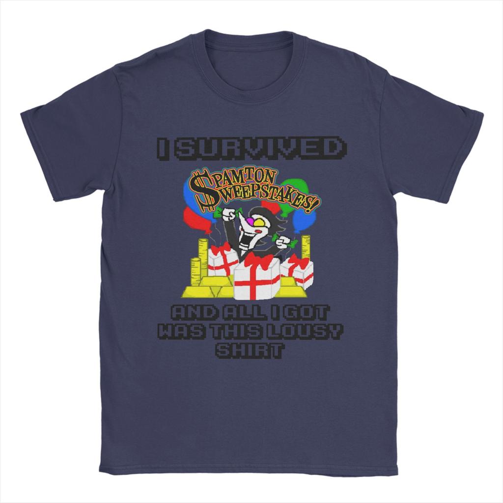 Vintage SPAMTON SWEEPSTAKES Deltarune Game T-Shirt Men Crew Neck Cotton T Shirts  Short Sleeve Tees Original Tops