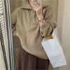 2024 Autumn/Winter Women's Zipper Pullover: Stand-Up Collar, Ribbed, Loose Knit Sweater