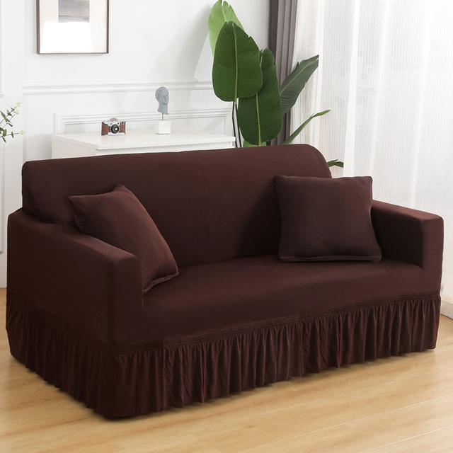 High Stretch Sofa Cover For Living Room Spandex Corner Sofa Covers With Skirt Dustproof Non -Slip Sofa Slipcovers For Home Hotel