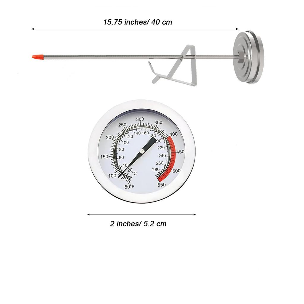 Küchenthermometer mit Topfclip, Sofortablesendes Fleischthermometer, Langfühler-Zifferblattthermometer zum Kochen, Süßigkeitenherstellen, Frittieren